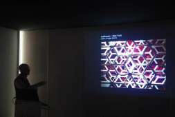 Peter Veale's talk at Light School 2015. Photo by ‏@SniezTS
